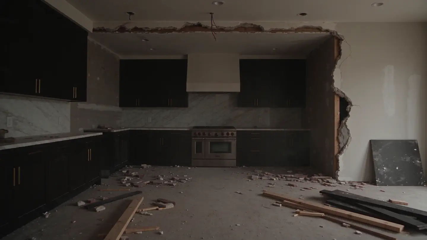 Cuisine résidentielle en cours de rénovation, de la démolition aux finitions